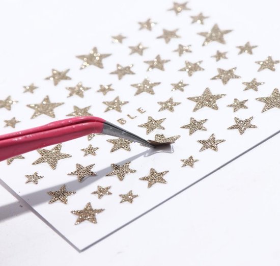 Nagel Glitter Stickers Sterretjes 48 stuks Zwarte glitter Nail Art