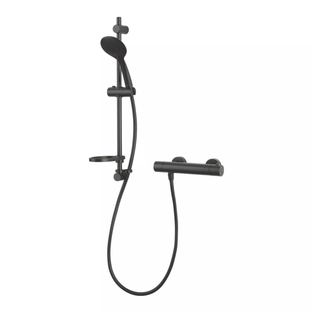 Aqualisa Sierra RearFed Exposed Matt Black Thermostatic Bar Mixer Shower Screwfix