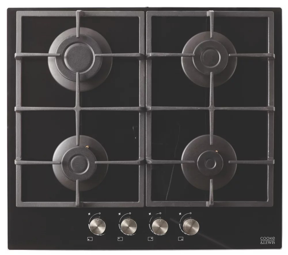 Cooke & Lewis Gas Glass Hob Black 59cm Screwfix