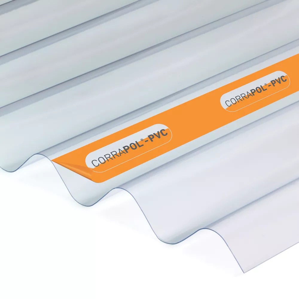 Corrapol AC704 Corrugated PVC Roof Sheet Clear 2500mm x 950mm Screwfix