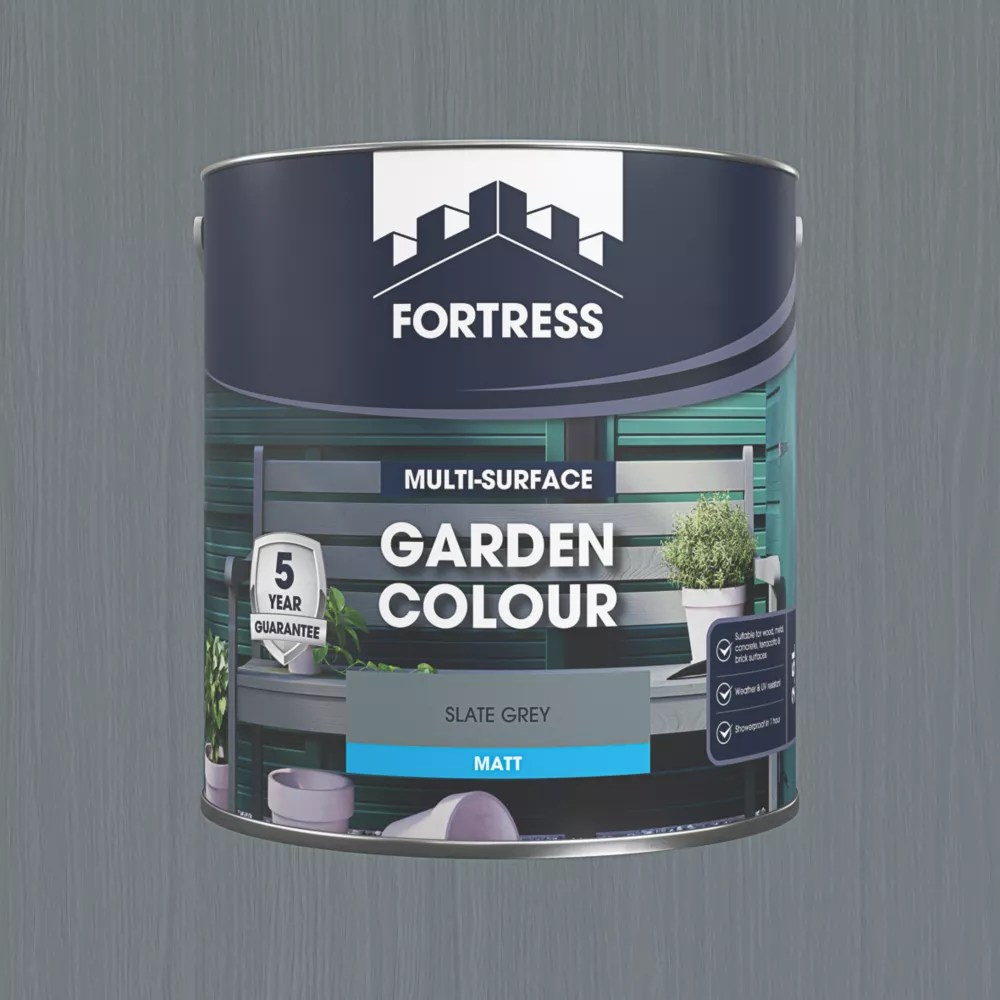 Fortress 2.5Ltr Slate Grey Matt Garden Paint Screwfix