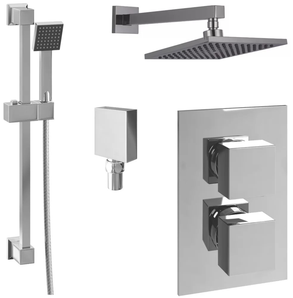 ETAL Wren RearFed Concealed Polished Chrome Thermostatic Bar Mixer Shower Screwfix