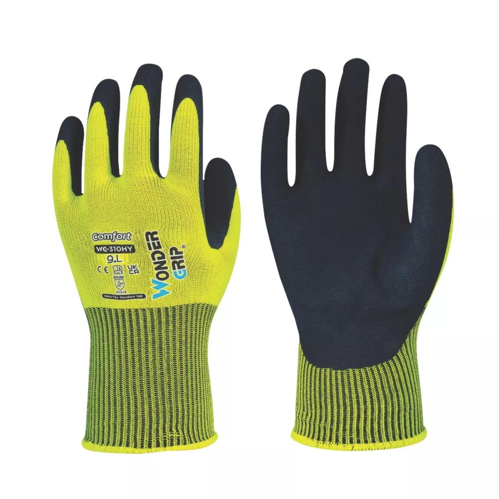 Wonder Grip WG310HY Comfort Protective Work Gloves HighVis Yellow