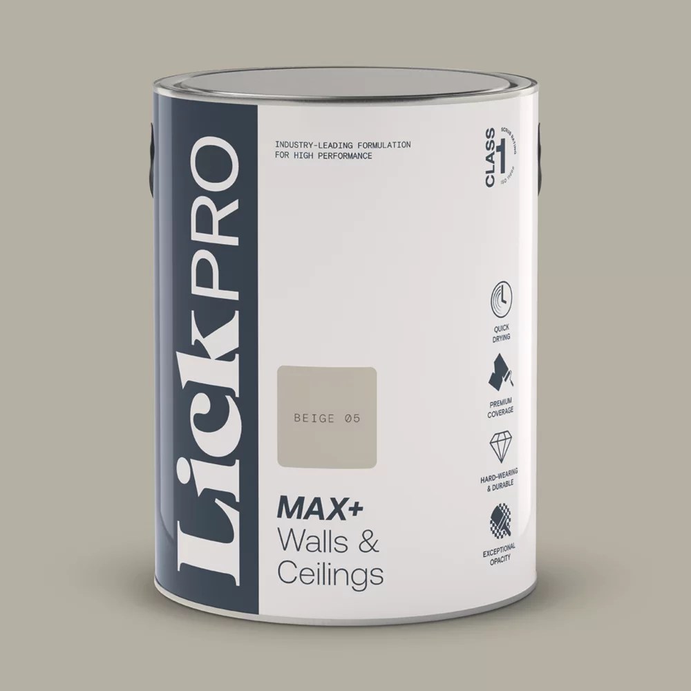 LickPro Max+ 5Ltr Beige 05 Eggshell Emulsion Paint Screwfix