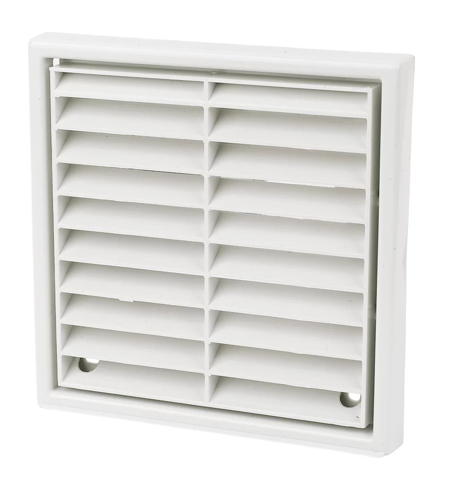 Manrose Fixed Louvre Vent White 100mm x 100mm Screwfix