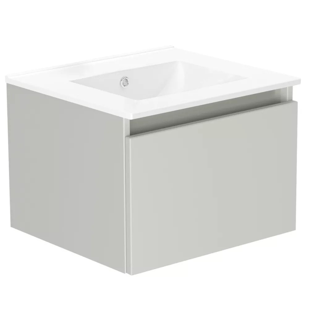 Newland Single Drawer WallMounted Vanity Unit with Basin Matt Pearl