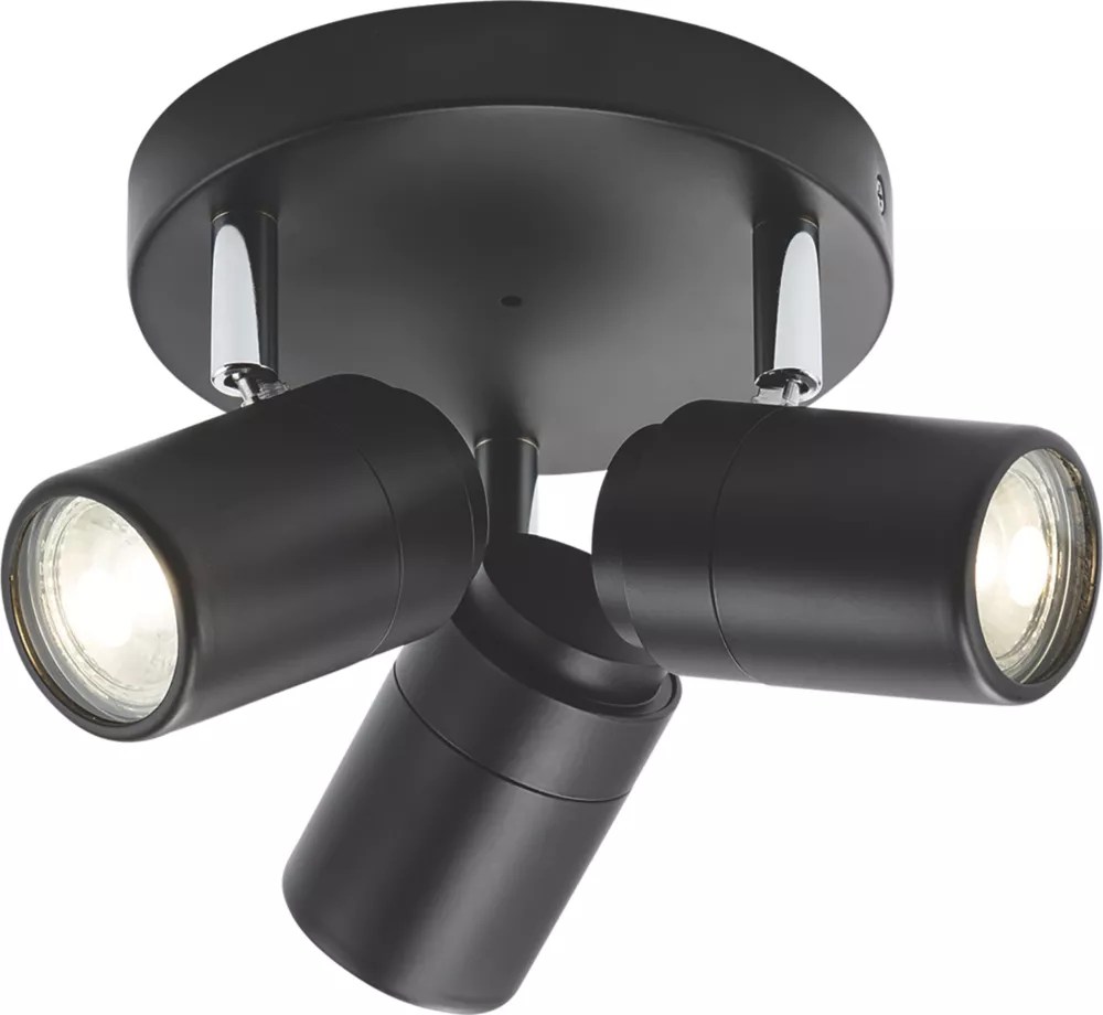 Knightsbridge Round 3Light Triple GU10 Ceiling Spotlight Matt Black