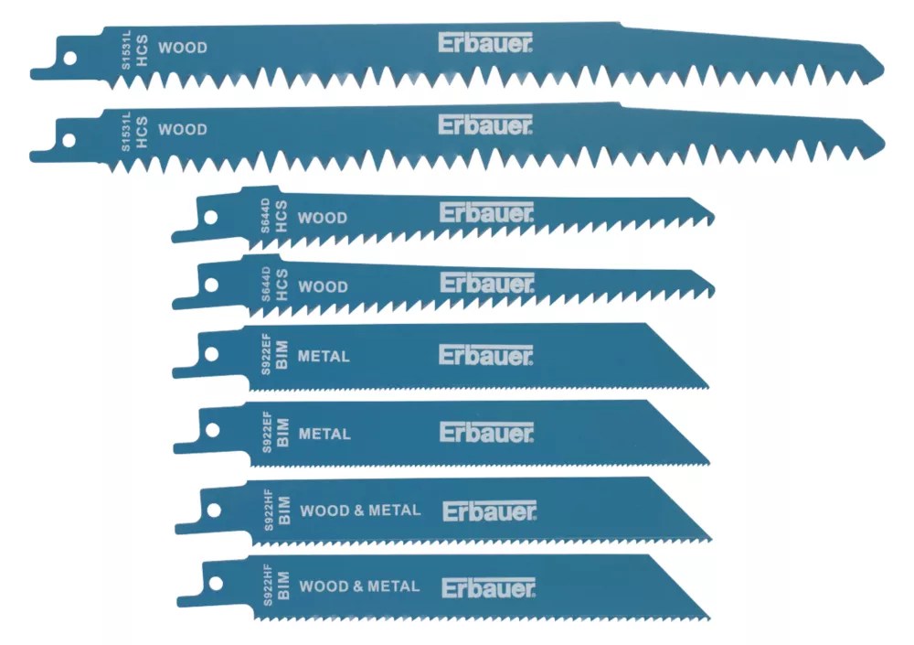 Erbauer MultiMaterial Reciprocating Saw Blade Set 8 Pcs Screwfix