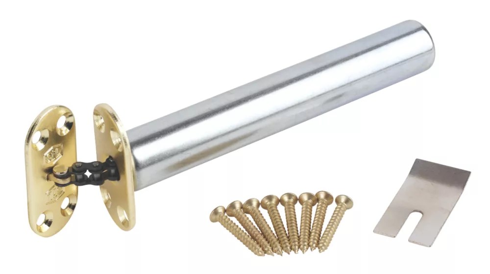 Smith & Locke Concealed Door Closer Radius Polished Brass 95° 144.5mm