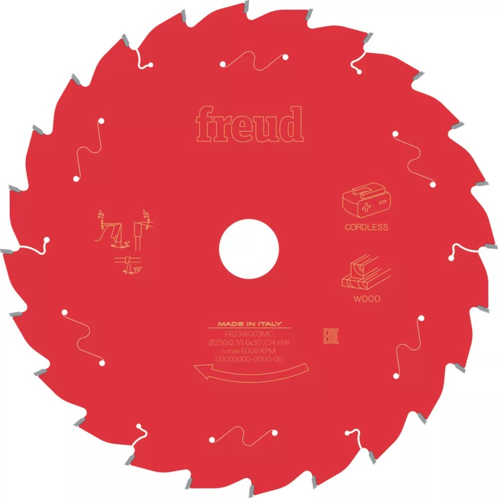 Freud F03FS10063 Wood Circular Saw Blade 250mm x 30mm 24T Screwfix