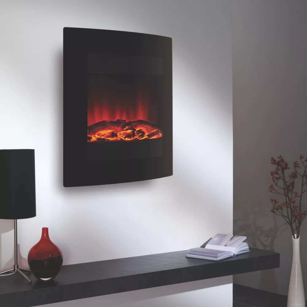 Focal Point Ebony Black Remote Control WallMounted Electric Fire 548mm x 645mm Screwfix