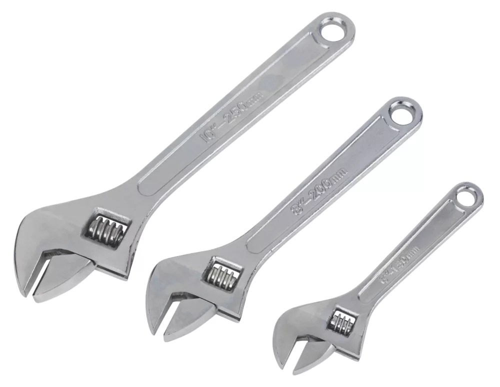 Adjustable Wrench Set 3 Pieces Screwfix