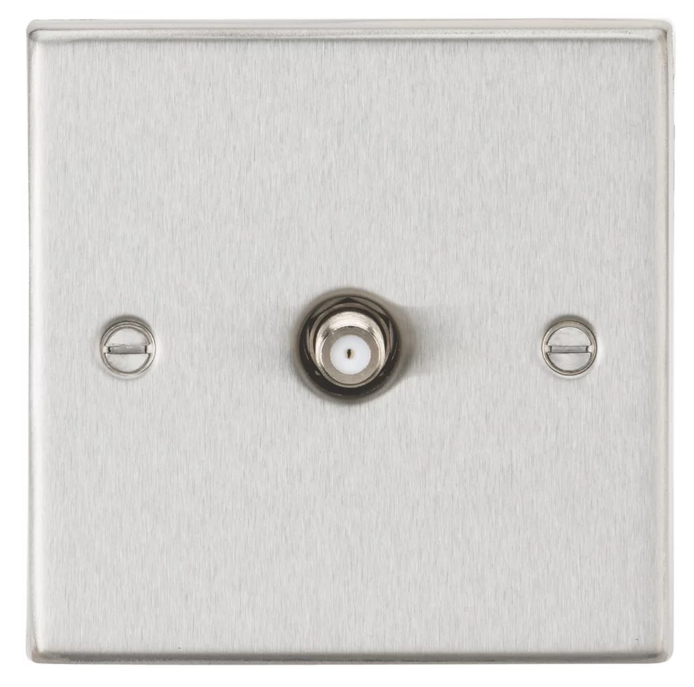Knightsbridge 1Gang FType Satellite Socket Brushed Chrome Screwfix
