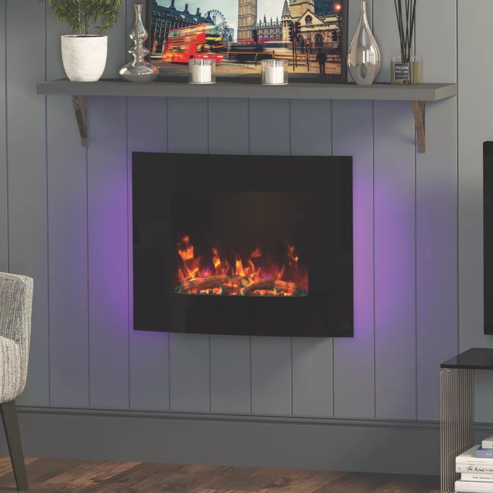 Be Modern Quattro Black Remote Control WallMounted Electric Fire 640mm x 500mm Screwfix