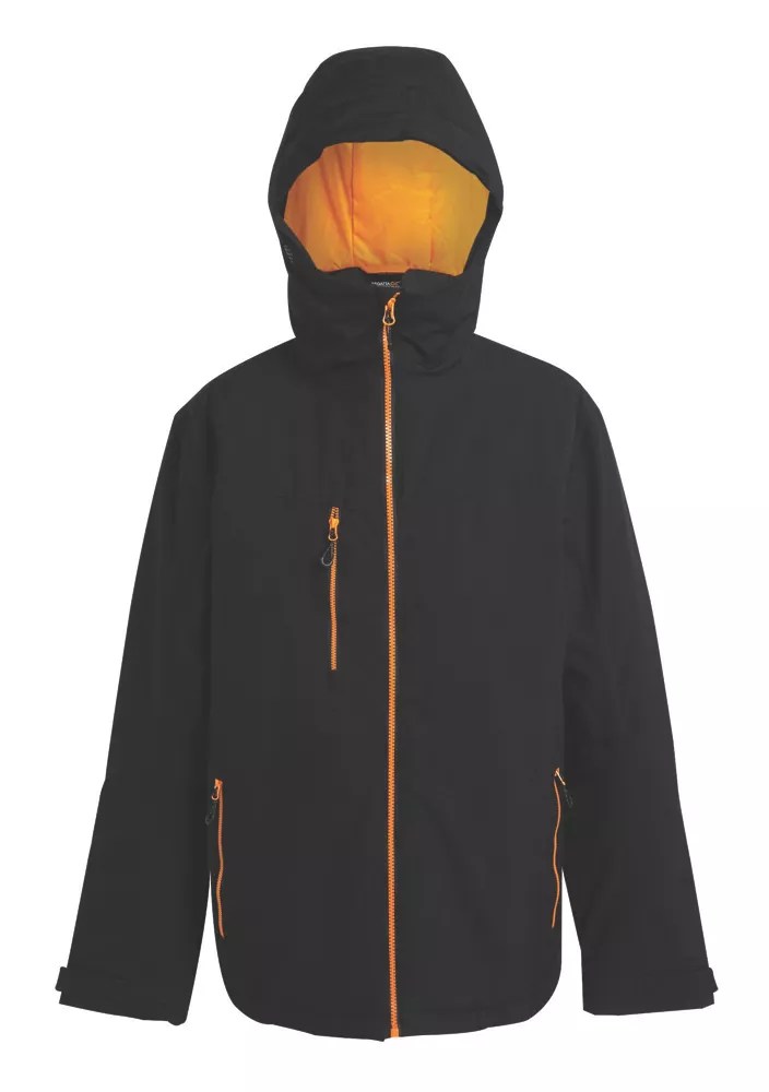 Regatta Navigate Waterproof Jacket 100 Waterproof Waterproof Jacket Black/Orange Pop 2X Large