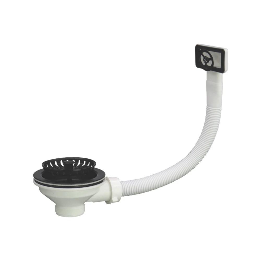 ETAL Sink Strainer Waste with Overflow Black 90mm Screwfix