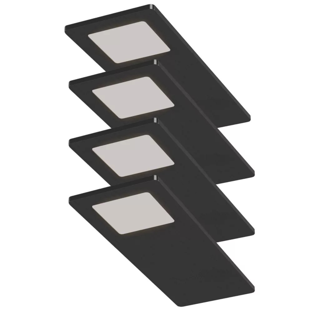 Sensio Astro Pro Rectangular LED Under Lights Black 19.2W 240270lm 4 Pack Screwfix