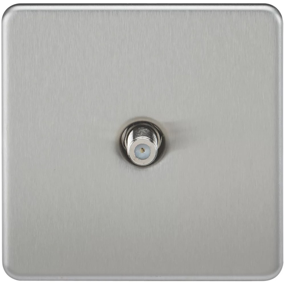 Knightsbridge 1Gang FType Satellite Socket Brushed Chrome Screwfix