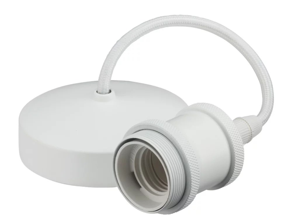 Knightsbridge Vintage 6" Pendant Set Light Fitting E27 Matt White 3 1/2