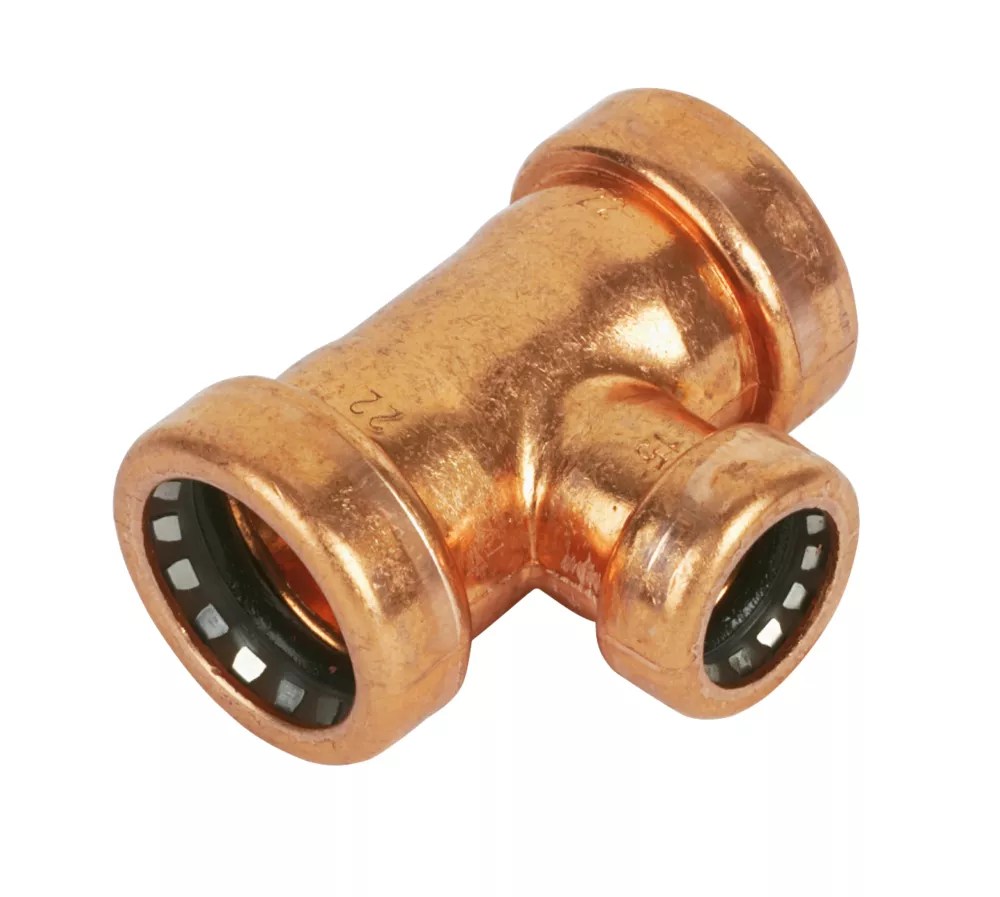 Tectite Sprint Copper PushFit Reducing Tee 22mm x 22mm x 15mm Screwfix