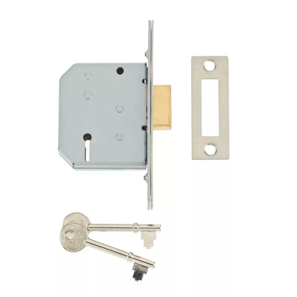 Union 3 Lever Satin Chrome Mortice Deadlock 68mm Case 45mm Backset
