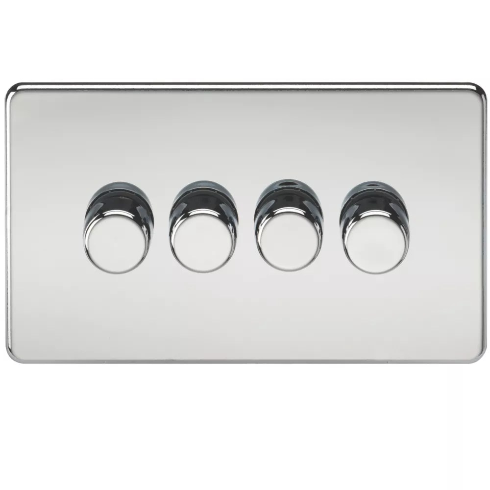 Knightsbridge SF2184PC 4Gang 2Way LED Dimmer Switch Polished Chrome