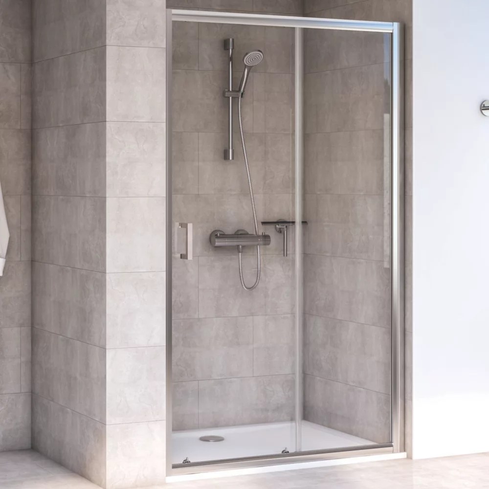 Aqualux Edge 6 SemiFrameless Rectangular Sliding Shower Door Polished