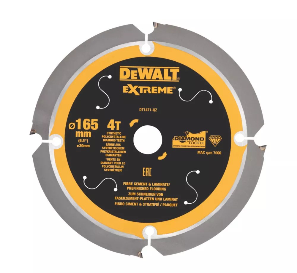 DeWalt EXTREME Fibre Cement Diamond Tooth Circular Saw Blade 165mm x