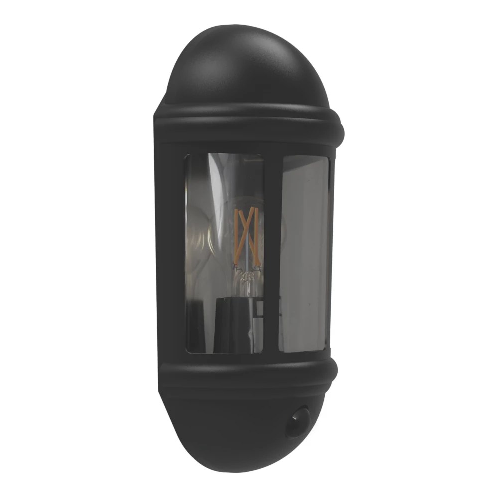 4lite Outdoor Half Wall Light/Lantern With PIR Sensor Black Screwfix