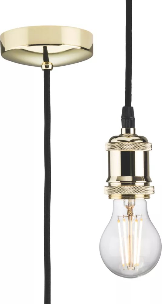 Knightsbridge Vintage 1.8m Pendant Set Light Fitting E27 Polished Brass