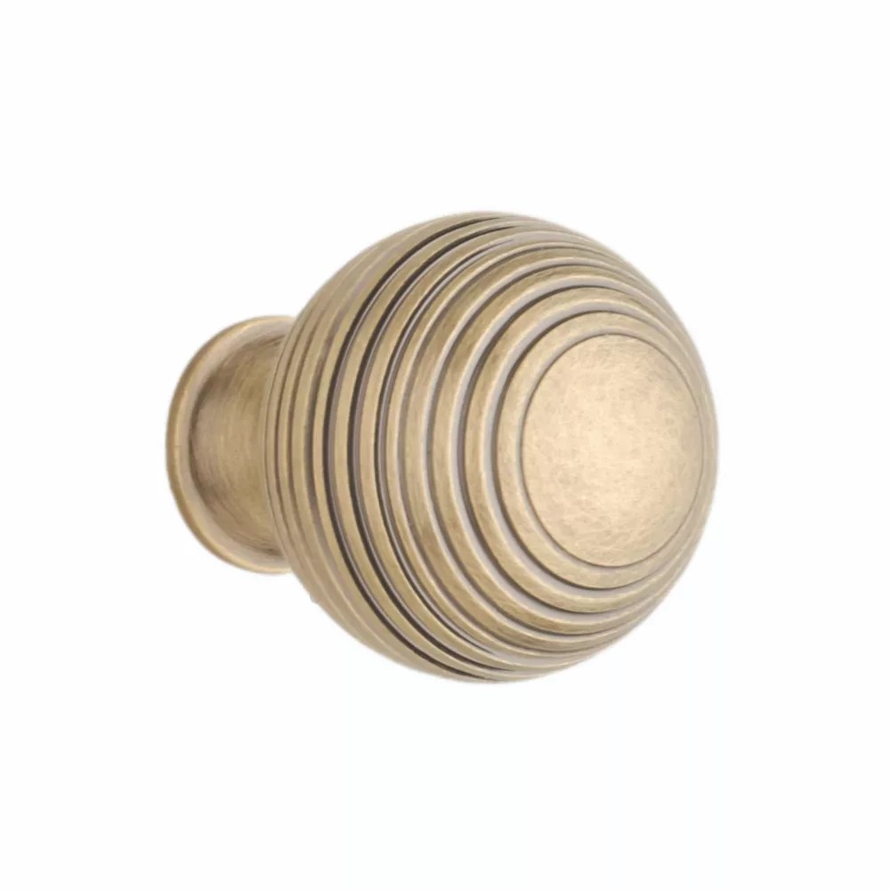 Elite Knobs & Handles Reeded Knob Antique Brass 30mm Screwfix