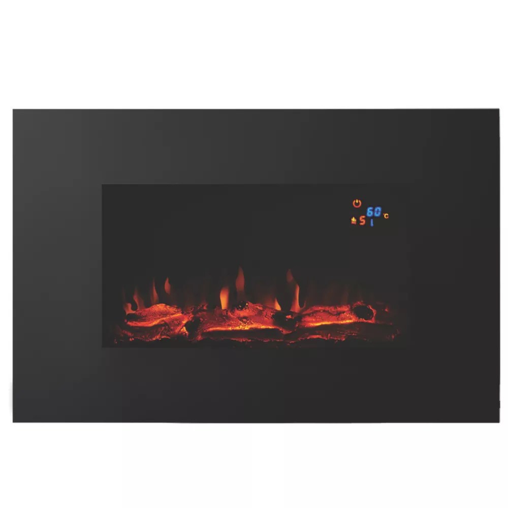 Focal Point Charmouth Black Remote Control WallMounted Electric Fire 808 x 524mm Screwfix