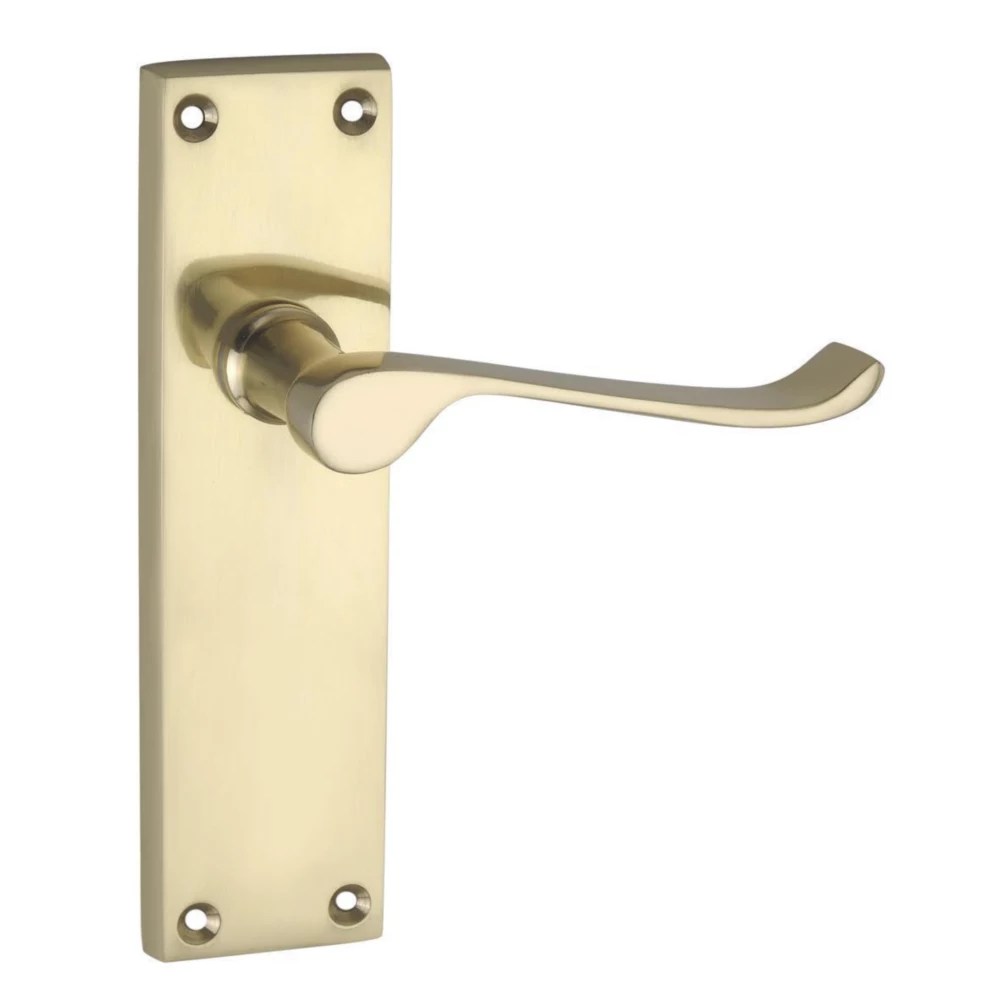 Smith & Locke Fire Rated Latch Door Handles Pair Polished Brass Screwfix