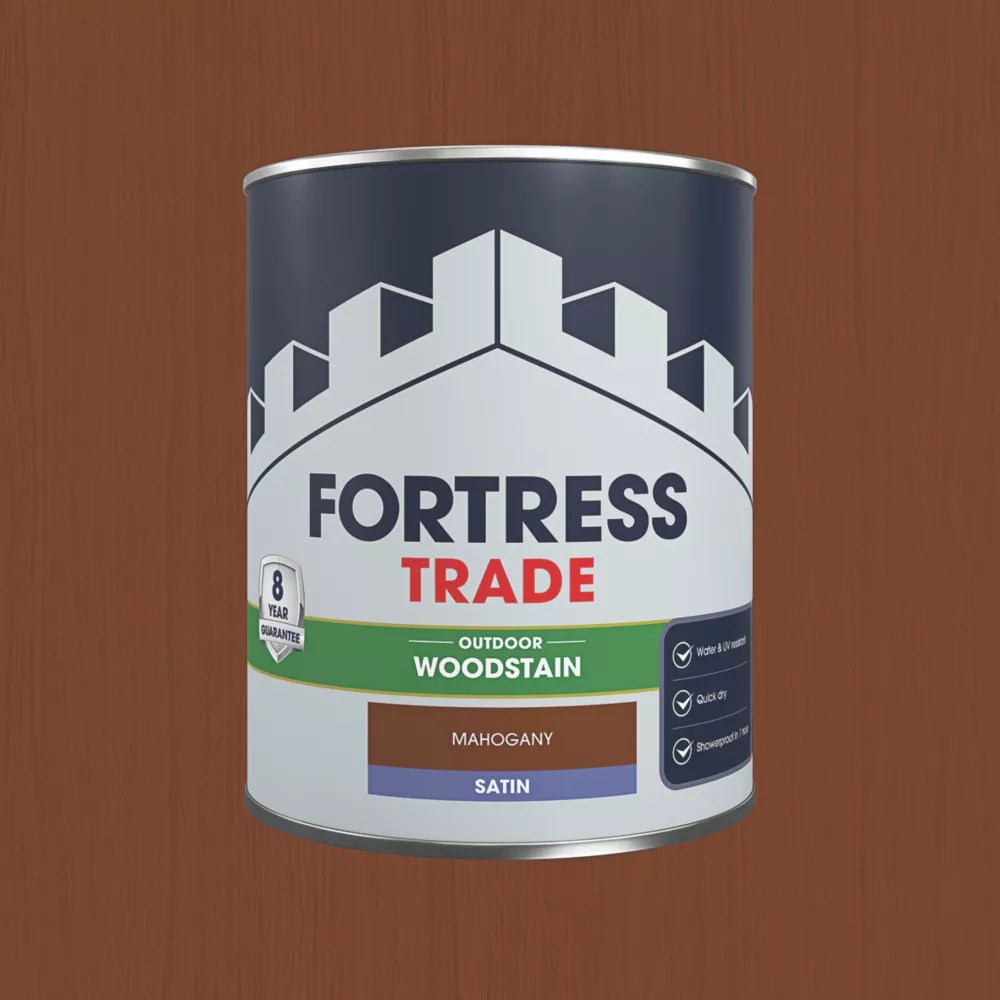 Fortress Trade 750ml Mahogany Satin WaterBased Exterior Wood Stain