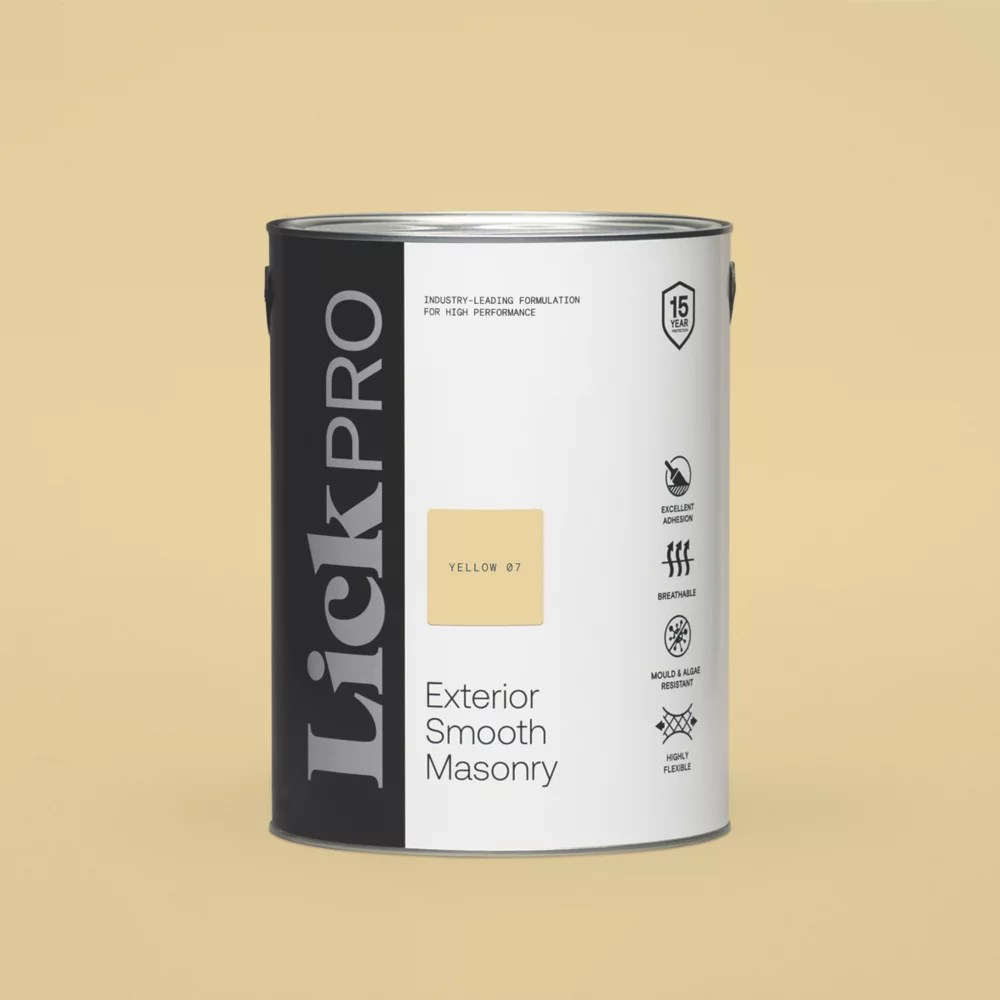 LickPro Smooth Yellow 07 Masonry Paint 5Ltr Screwfix