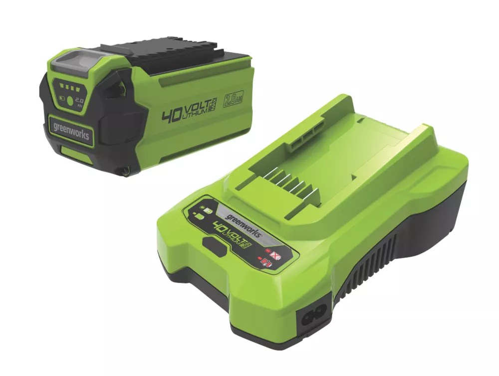 Greenworks GWGSK40B2 40V 2.0Ah Lithium Battery & Charger Screwfix
