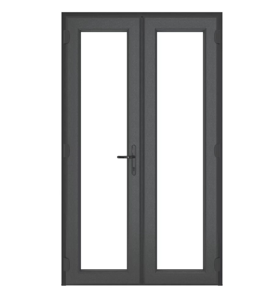 Crystal Anthracite Grey DoubleGlazed uPVC French Door Set 2055mm x 1390mm Screwfix