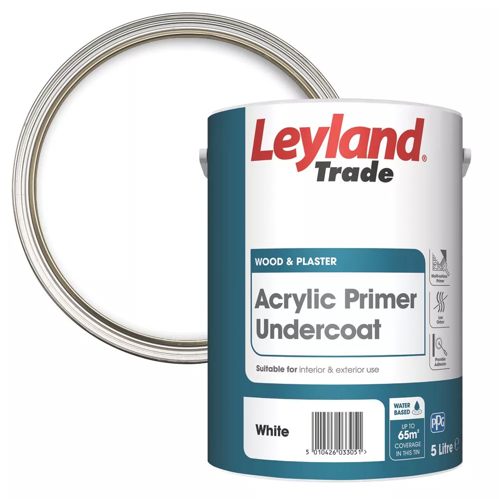Leyland Trade 5Ltr White Matt Interior & Exterior Wood Primer Undercoat
