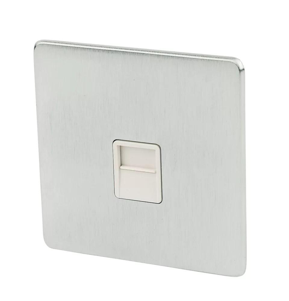 Crabtree Platinum 1Gang Slave Telephone Socket Brushed Chrome with