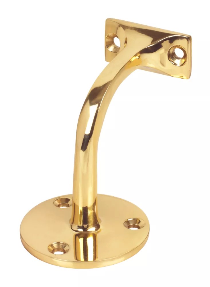 Essentials Handrail Bracket Polished Brass 65mm Screwfix