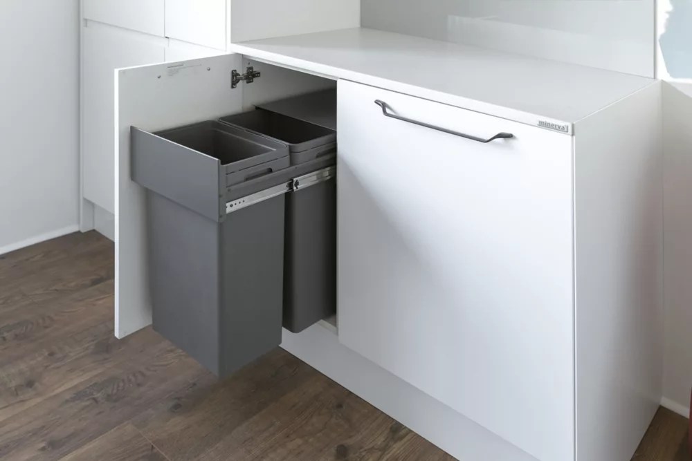 Hafele Waste Boss Duo PullOut Kitchen Bin Anthracite Grey 2 x 32Ltr