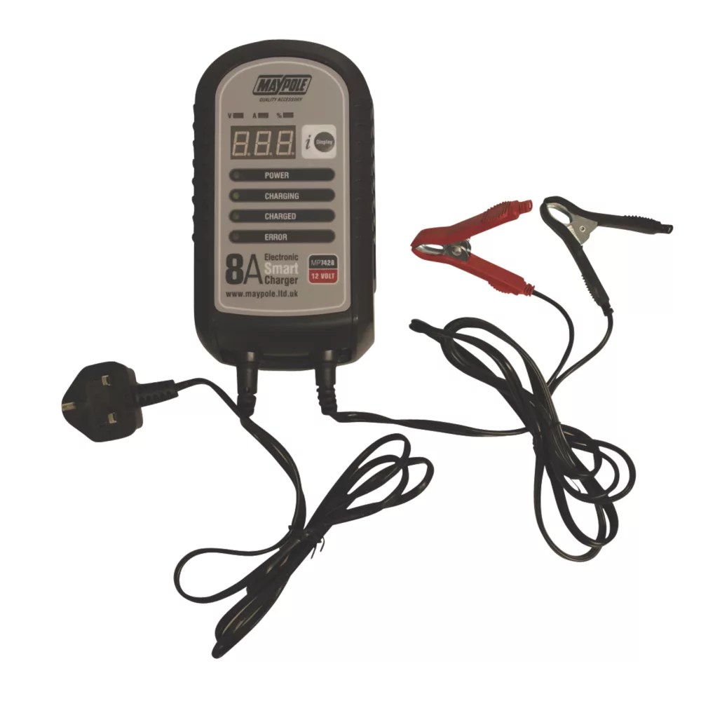 Maypole MP7428 8A Electronic Battery Charger 12V Screwfix