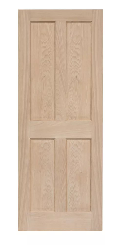 Unfinished Oak Wooden 4Panel Internal Fire VictorianStyle Door 1981mm