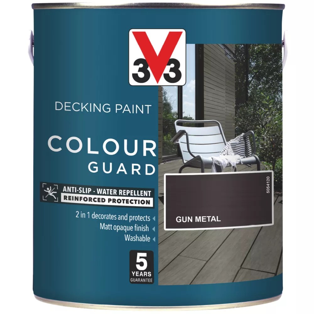 V33 Colour Guard 2.5Ltr Gun Metal Anti Slip Decking Paint Screwfix