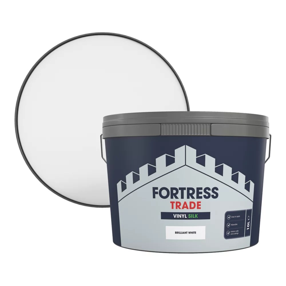 Fortress Trade 10Ltr White Vinyl Silk Emulsion Paint Screwfix