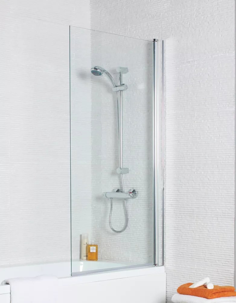 SemiFramed Clear Bath Shower Screen 780mm x 1400mm Screwfix