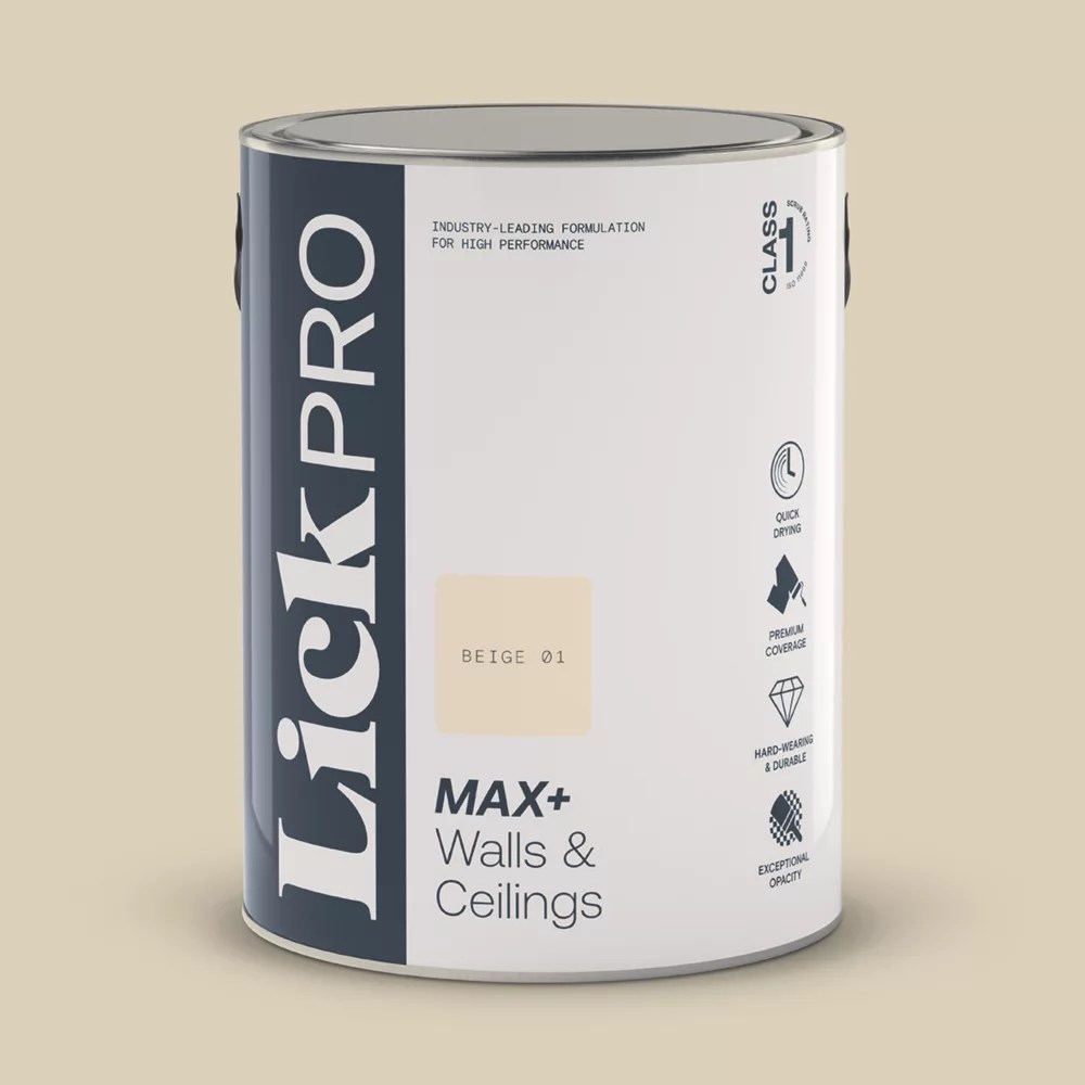 LickPro Max+ 5Ltr Beige 01 Eggshell Emulsion Paint Screwfix
