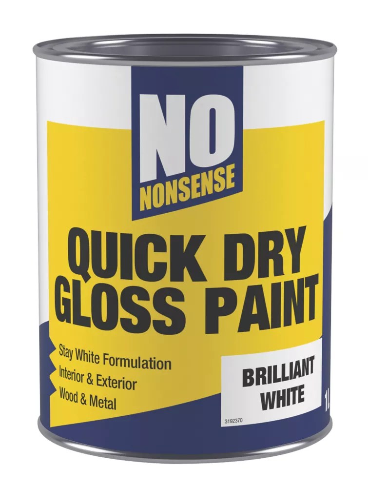 No Nonsense Gloss Pure Brilliant White Acrylic WaterBased Paint 1Ltr