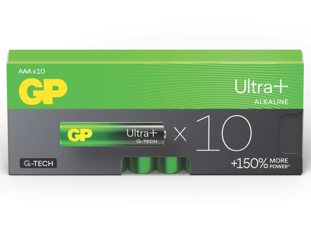 GP Batteries Ultra Plus AAA Alkaline Batteries 10 Pack Screwfix