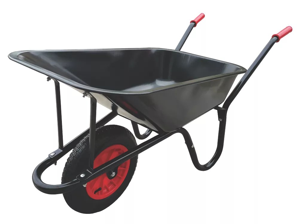 Steel Pneumatic Wheels Wheelbarrow Black 85Ltr Screwfix